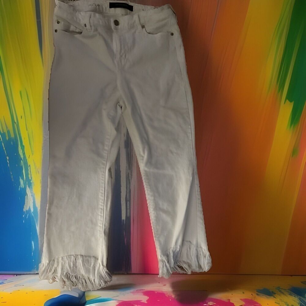 Liverpool Jeans Womens 10/30 (33x25.5) White Stretch Kennedy Crop Flare